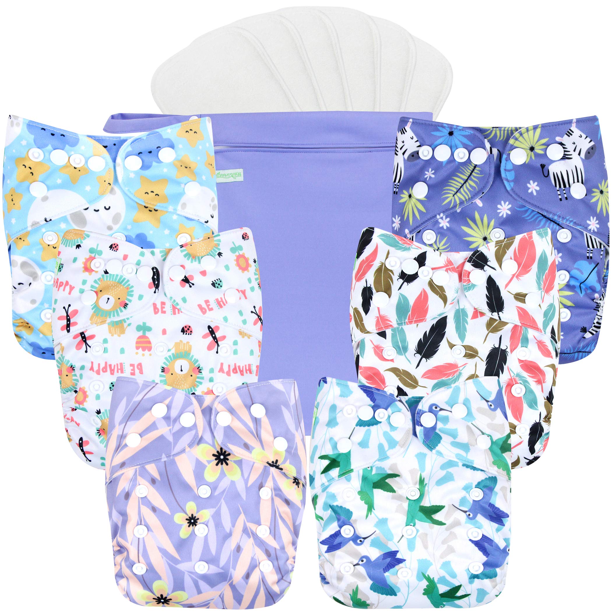 Wegreeco cloth diapers leaves pattern offers breathable exterior for baby comfort.