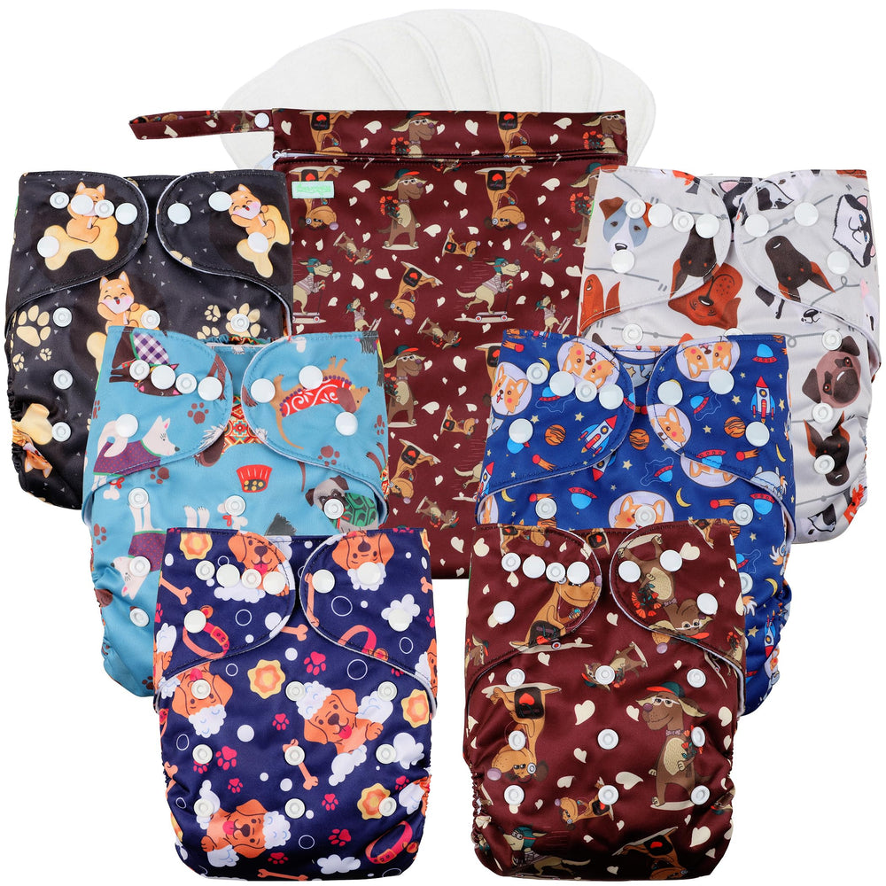 Wegreeco cloth diapers 6-pack with inserts shown, ideal for newborns.