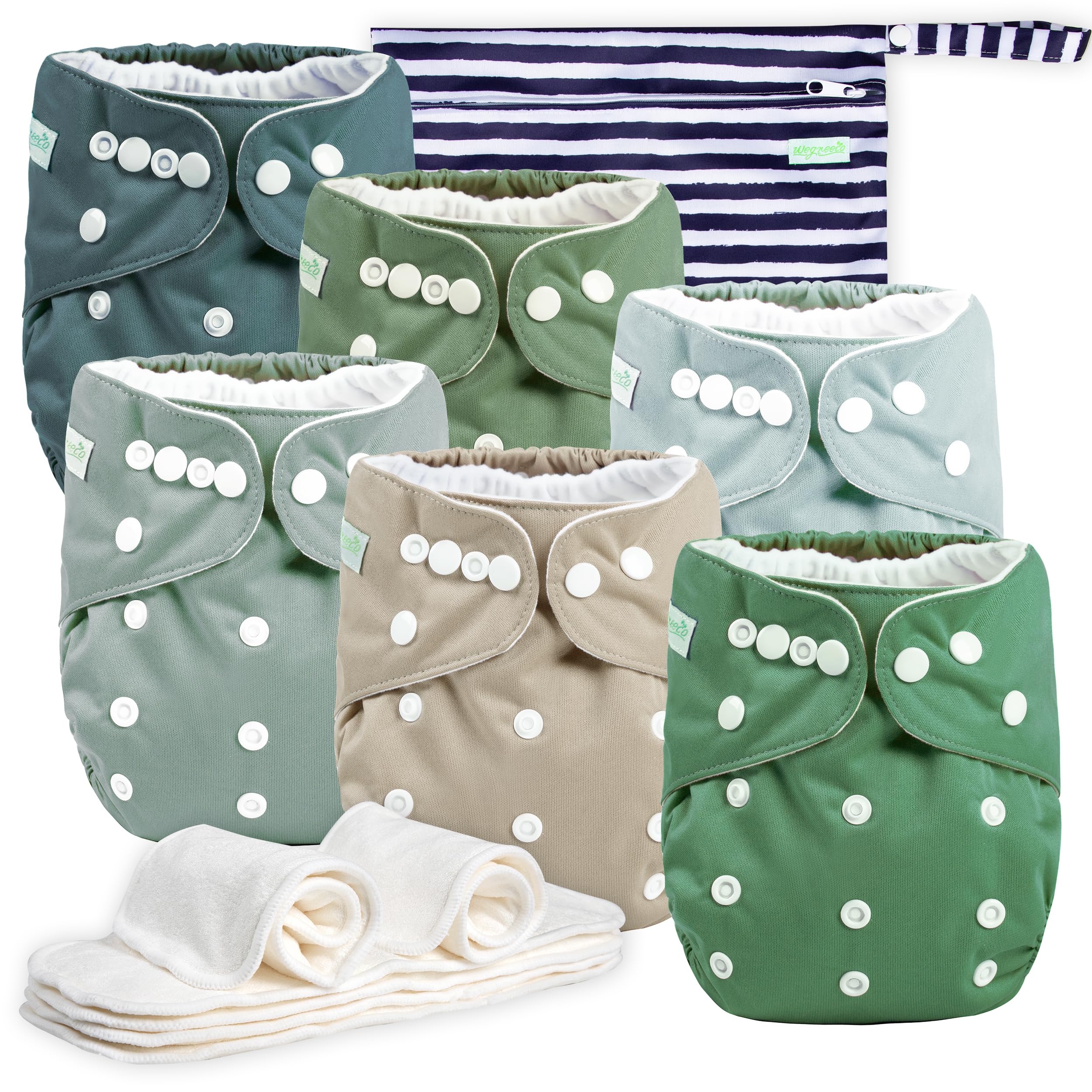 Wegreeco cloth diapers 6-pack with inserts offering all-in-one convenience for babies