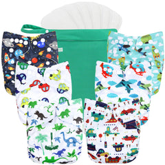 Wegreeco cloth diapers 6-pack with adjustable fit for newborns to toddlers.