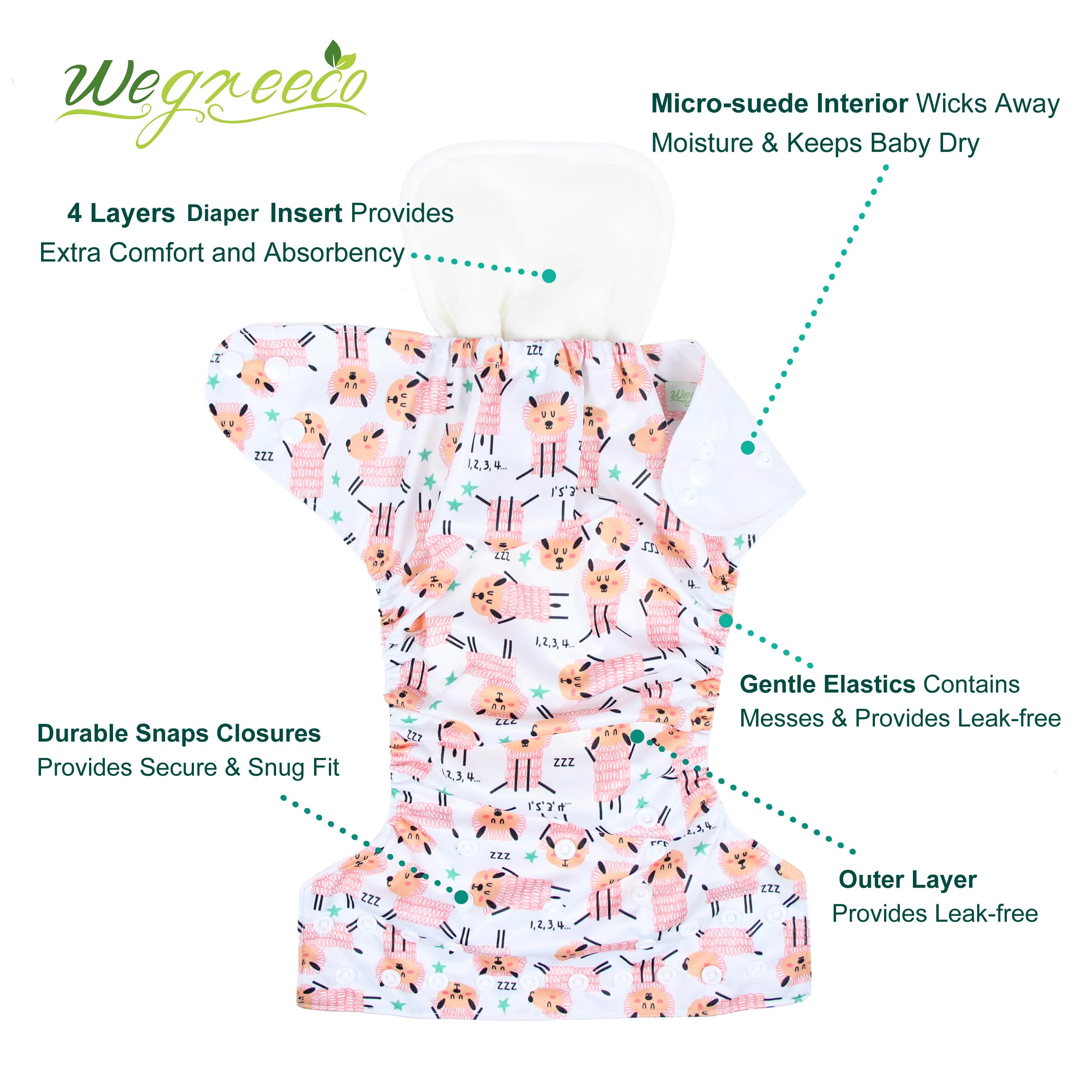 Wegreeco 6-pack inserts feature absorbent layers for quick moisture wicking.