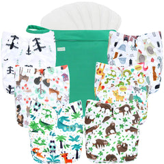Wegreeco forest-pattern cloth diaper with adjustable snaps for growing babies