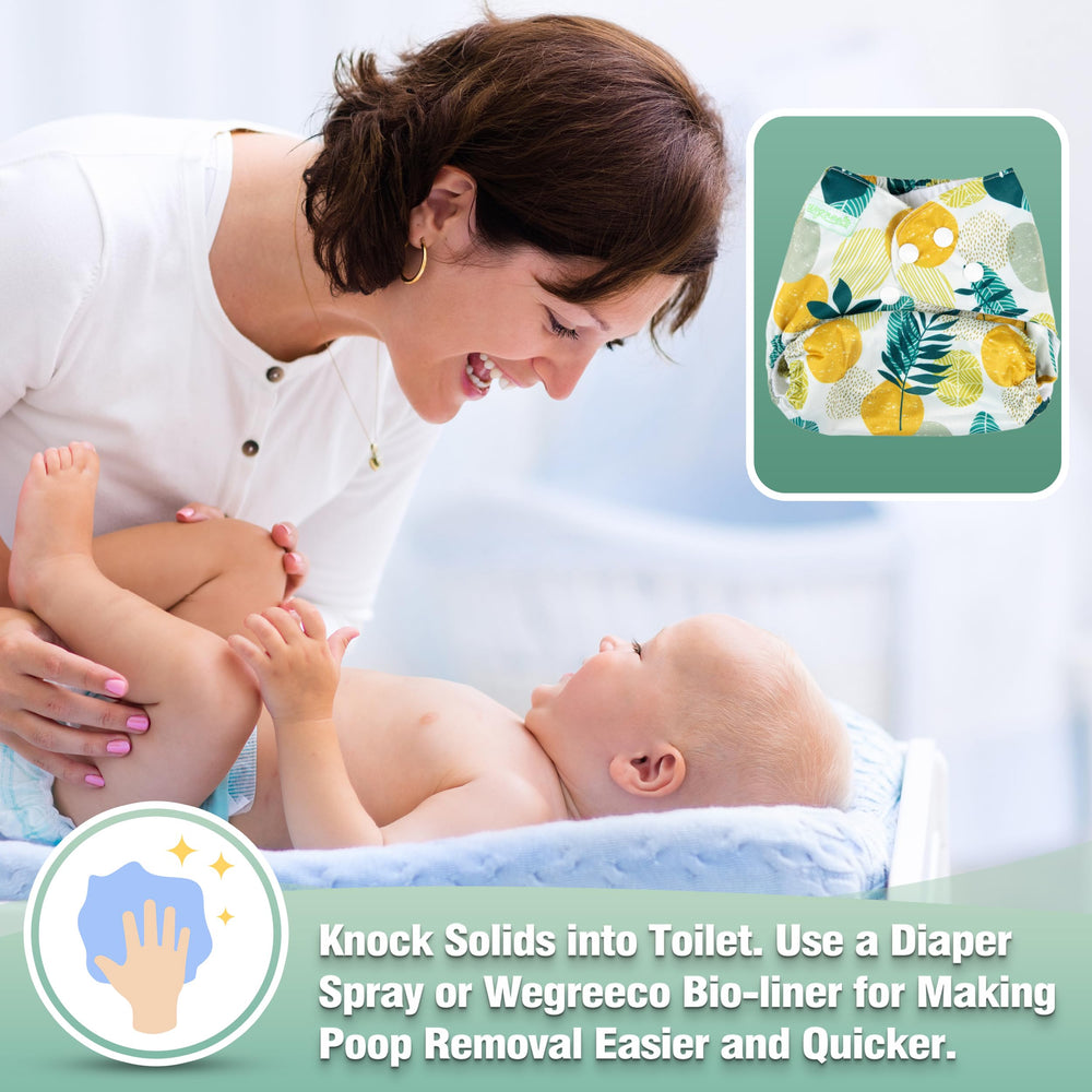 Wegreeco cloth diaper orchid pattern highlights durable, reusable design.