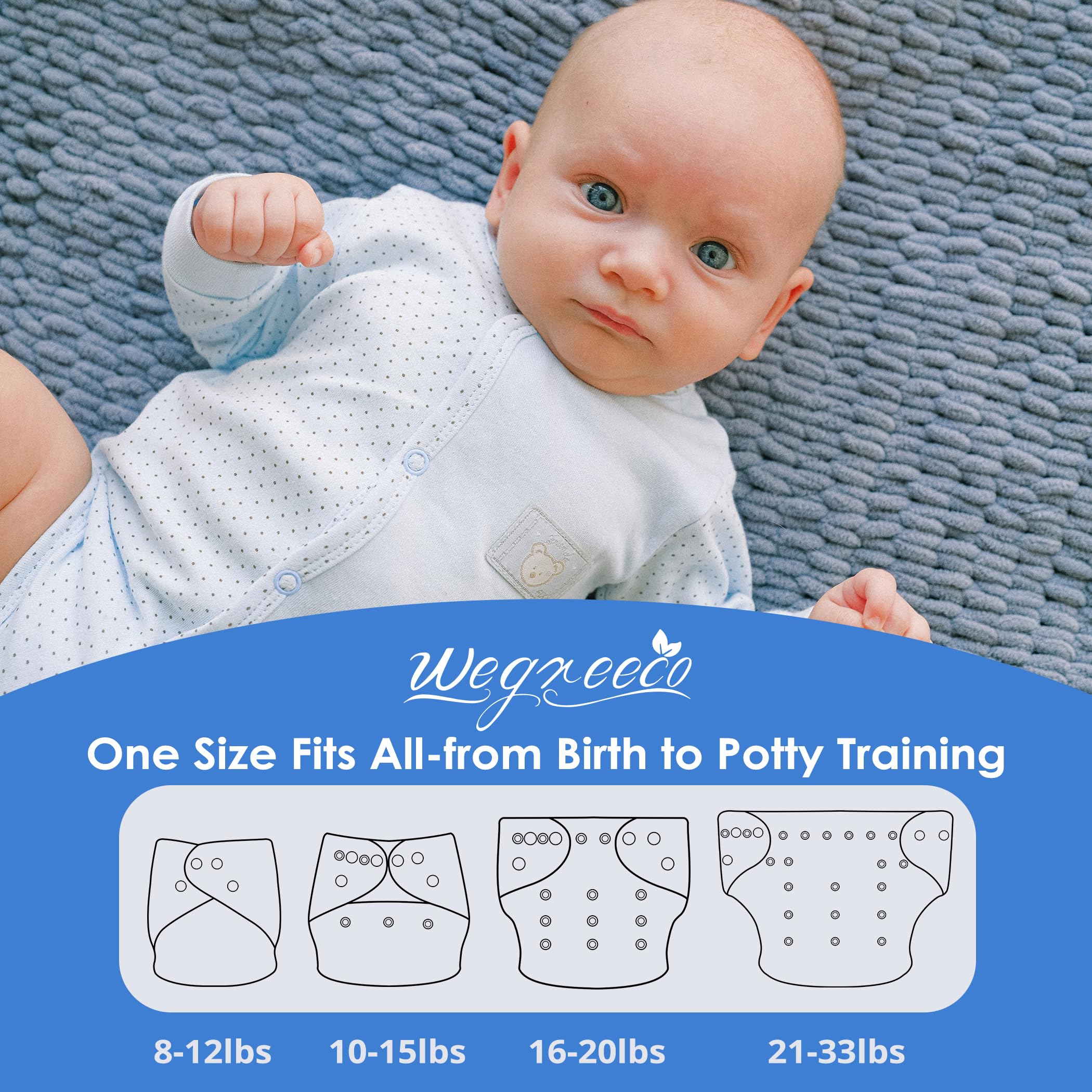 Wegreeco diaper front with patterns demonstrates attractive designs for boys and girls