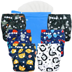Wegreeco Dinosaur cloth diaper pack demonstrates durable, reusable comfort for active babies.