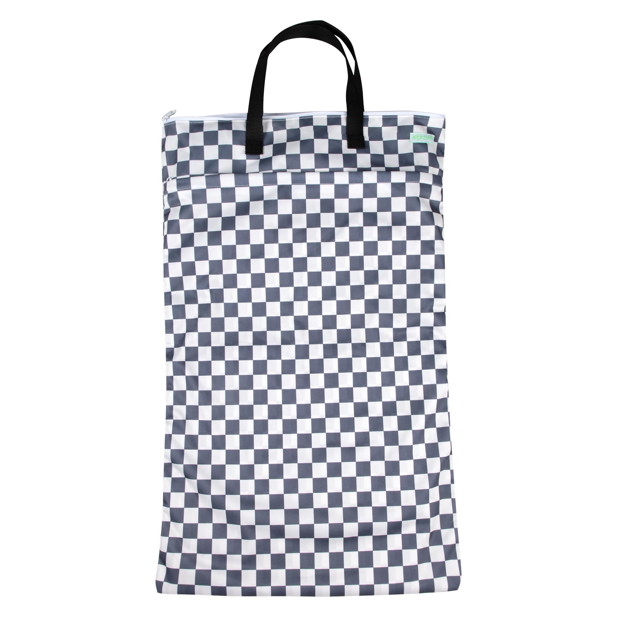 Wegreeco checkerboard grey hanging wet/dry bag dual pockets keeps items organized.