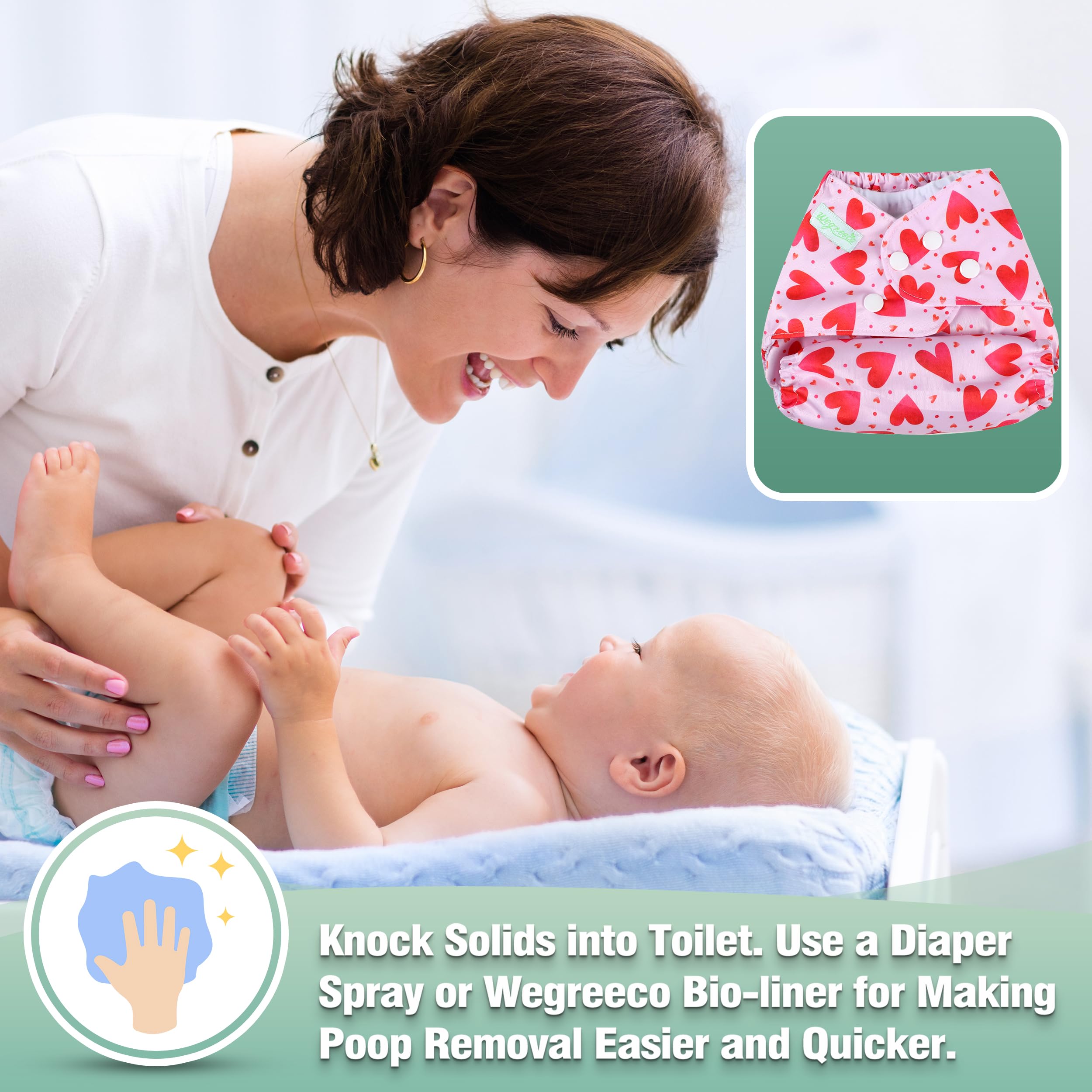 Wegreeco inner suede cloth wicks moisture away for baby comfort.
