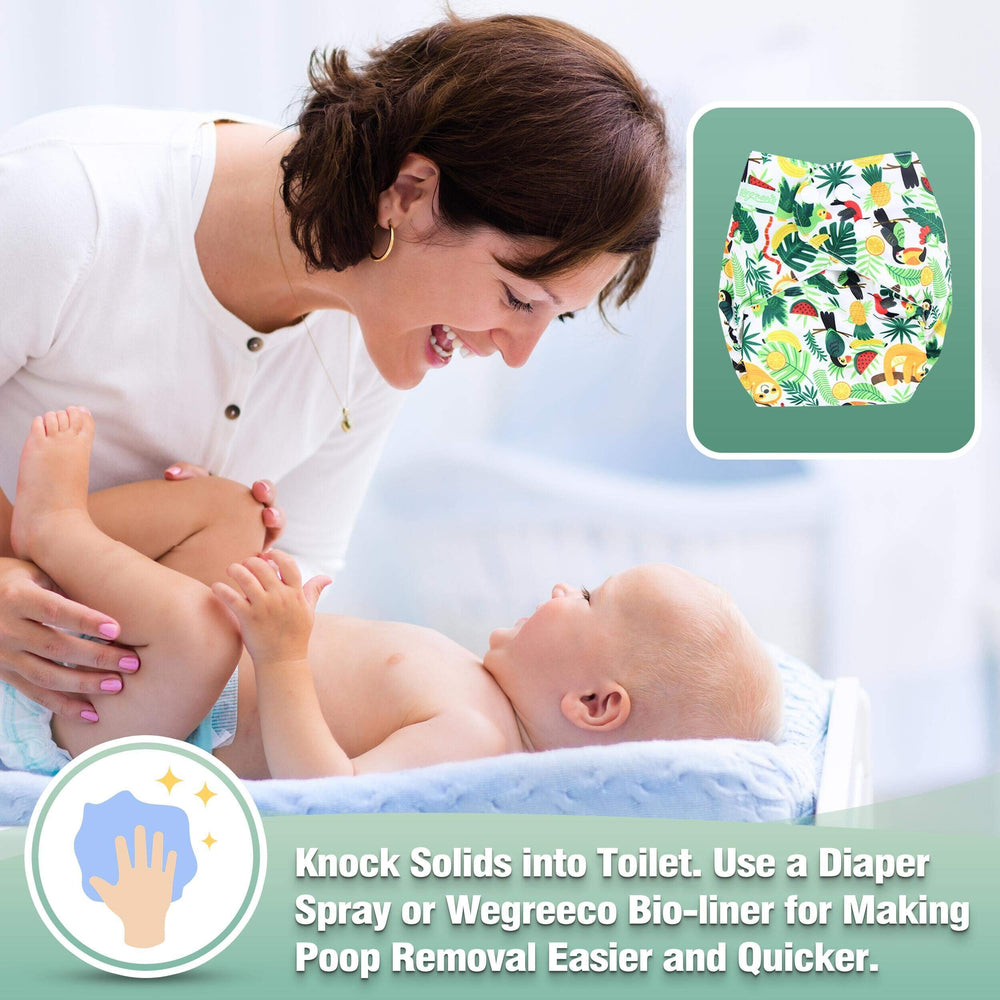 Wegreeco-leg-gusset-secure-fit reduces leaks around baby's thighs.