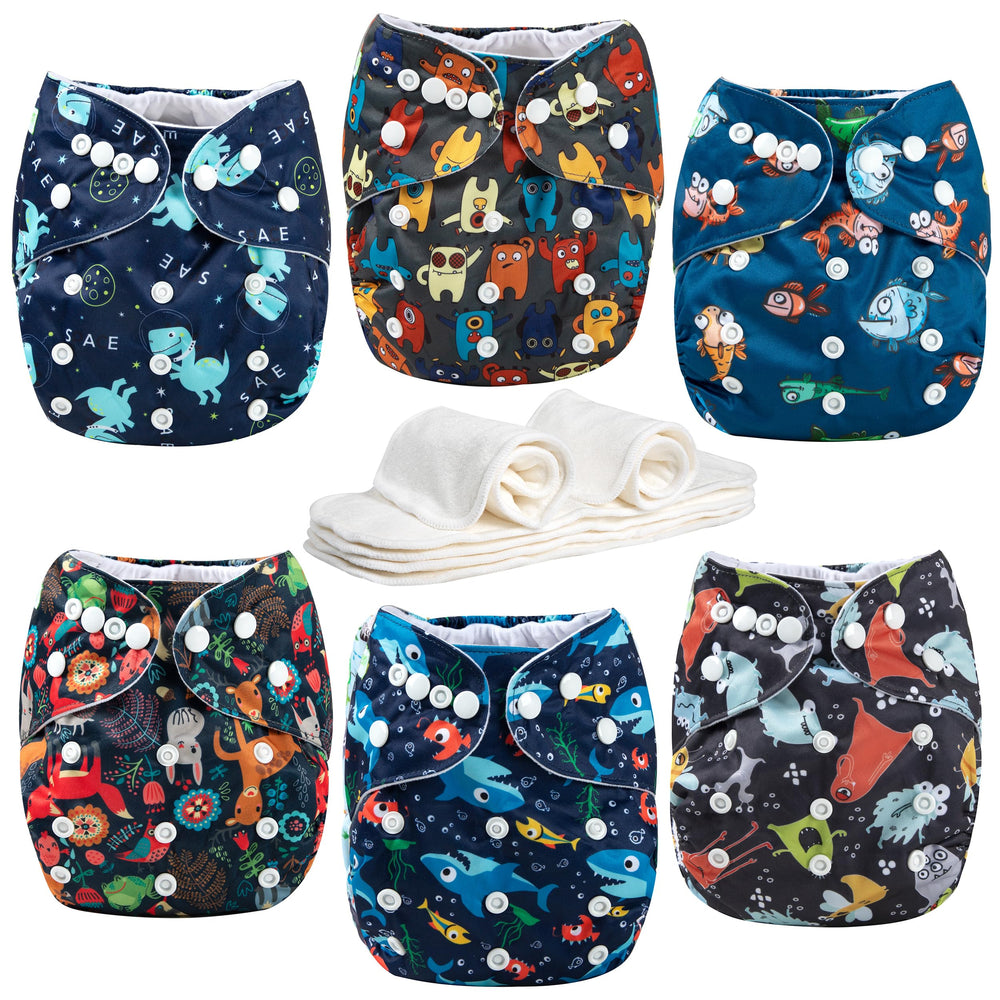 Wegreeco Monster Style diaper pack back view shows adjustable snaps for growing babies.