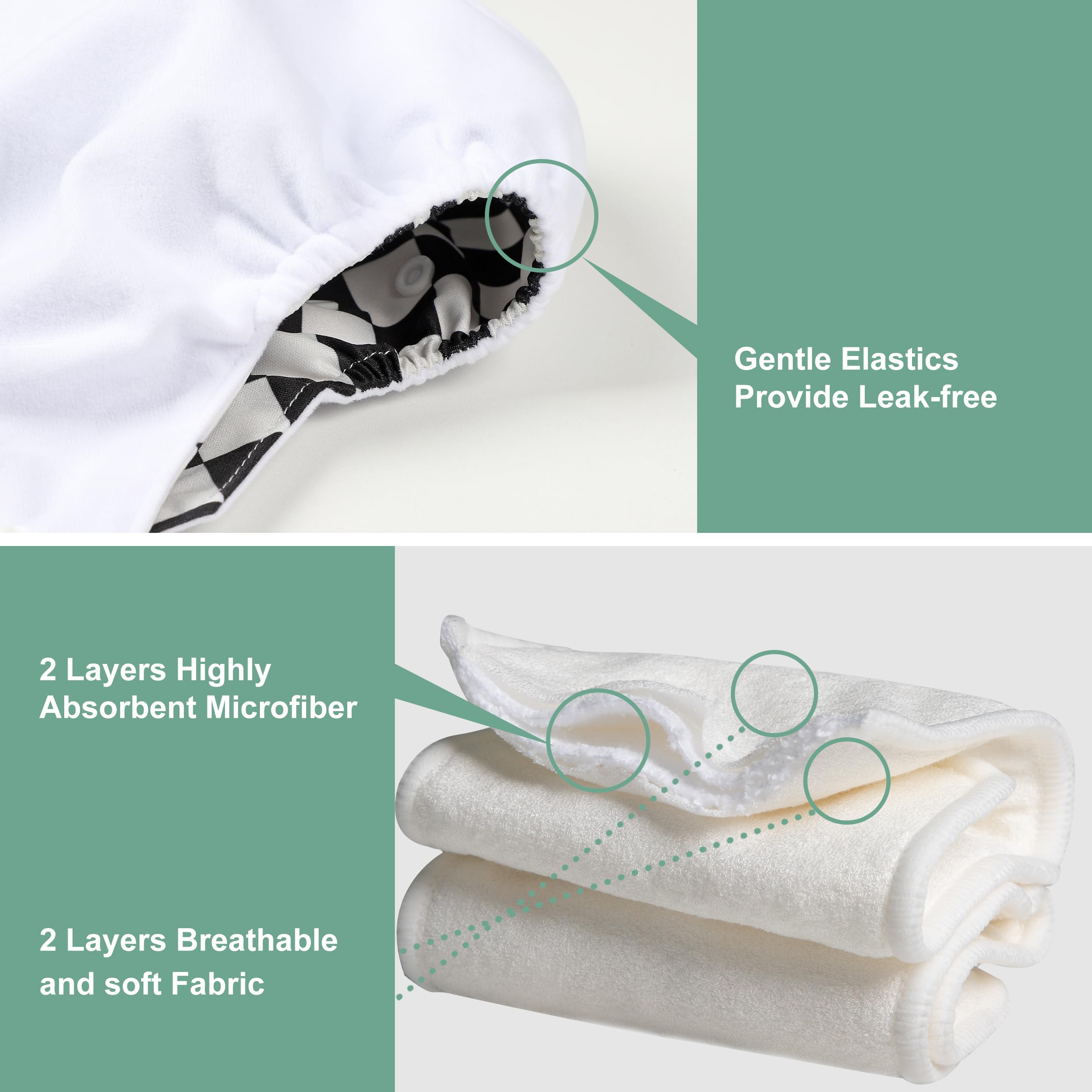Wegreeco one-size adjustable diaper grows with baby via snap settings.