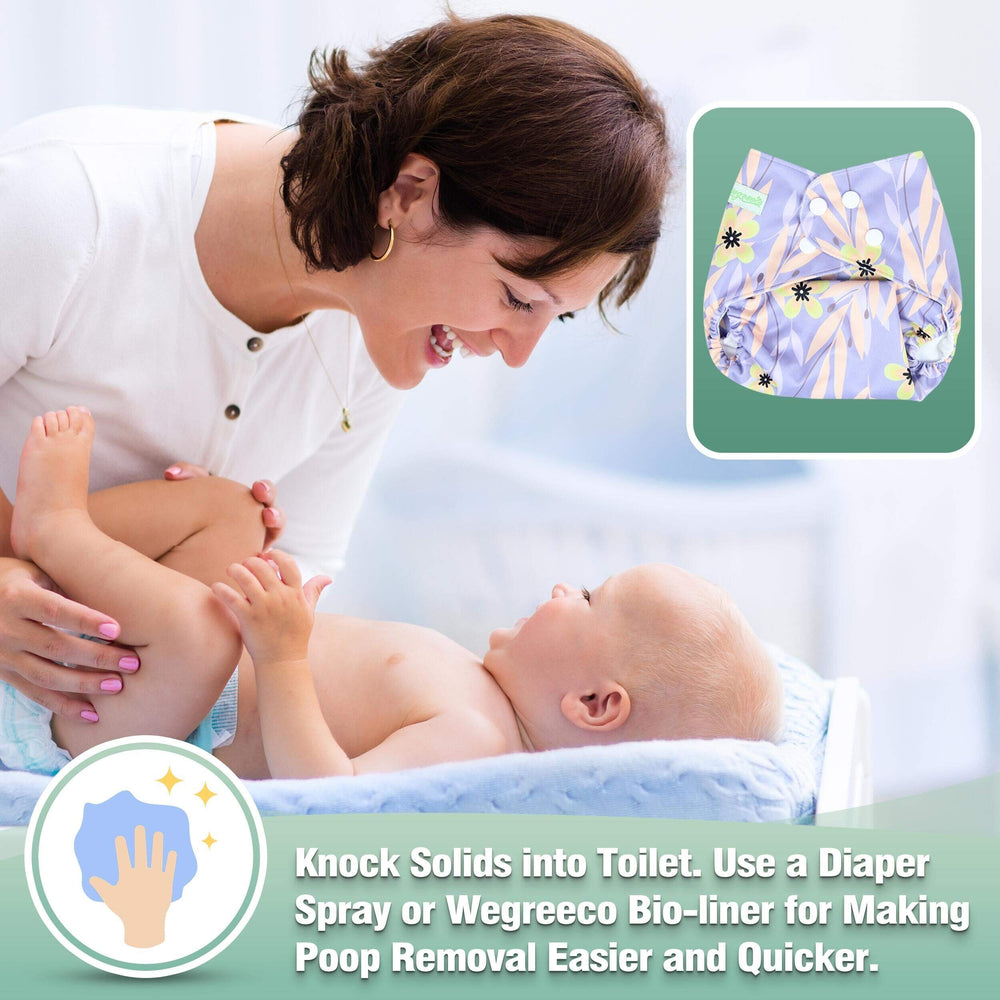Wegreeco one-size adjustable snaps grow with baby for longer use.