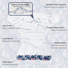 Wegreeco one-size diaper with adjustable snaps for growing babies.