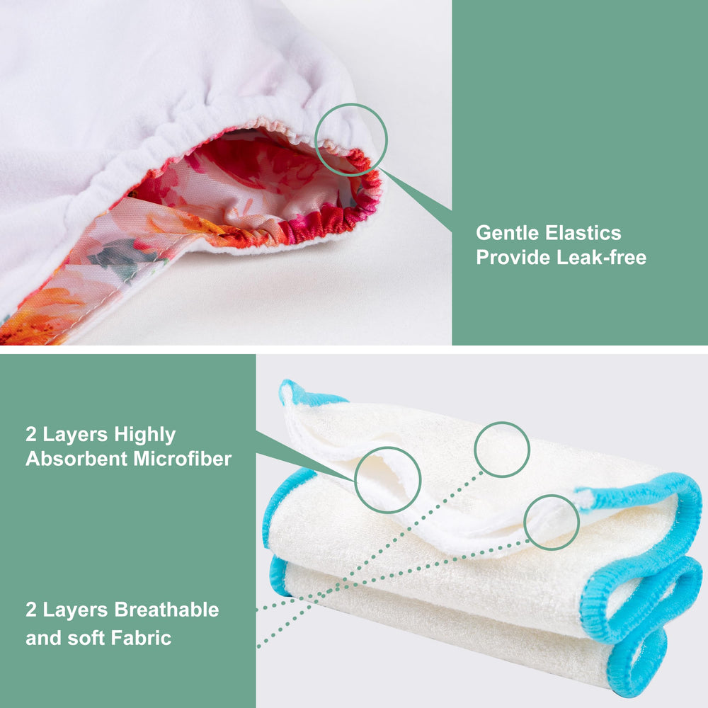 Wegreeco one-size-snaps demonstrate adjustable fit from newborn to toddler.