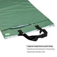 Wegreeco pea-green nylon handles close-up demonstrates easy hanging and portable use.