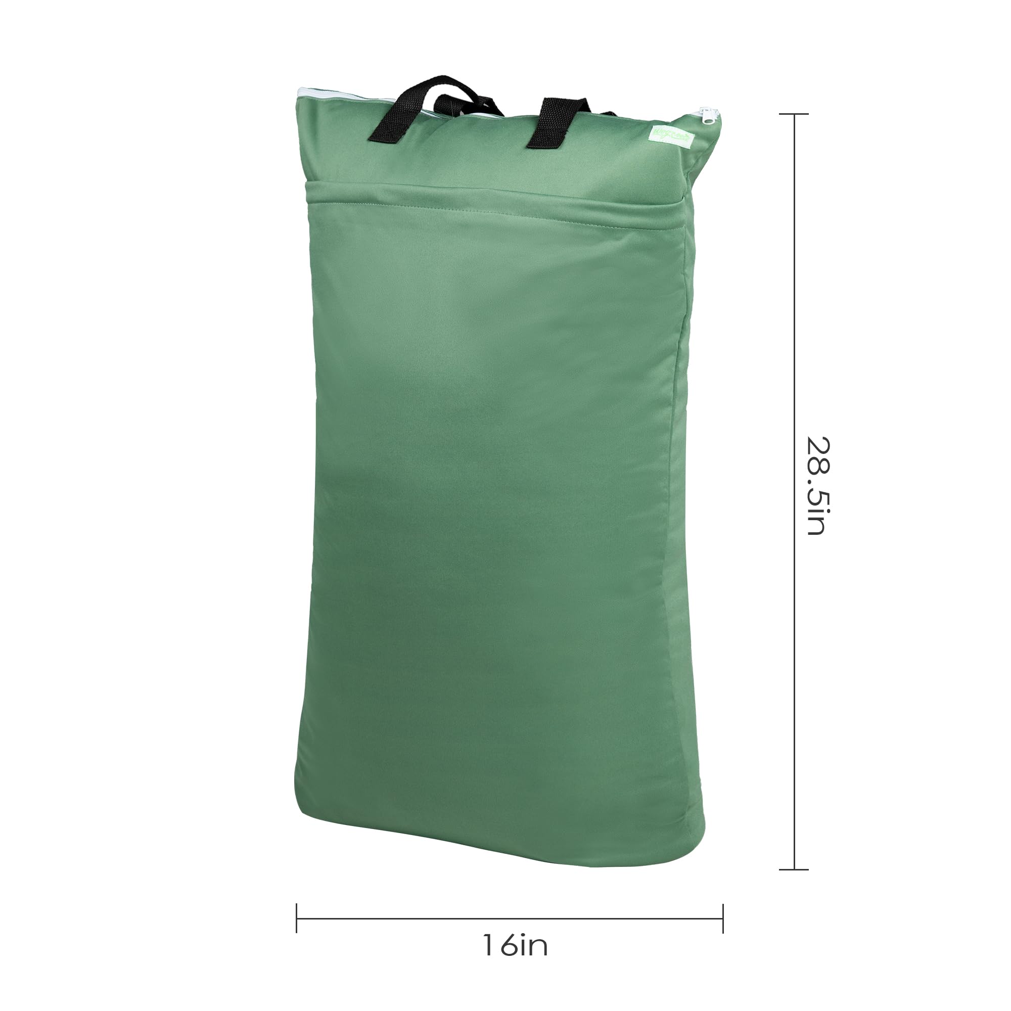 Wegreeco pea-green wet pocket close-up highlights leak-free interior and moisture containment.