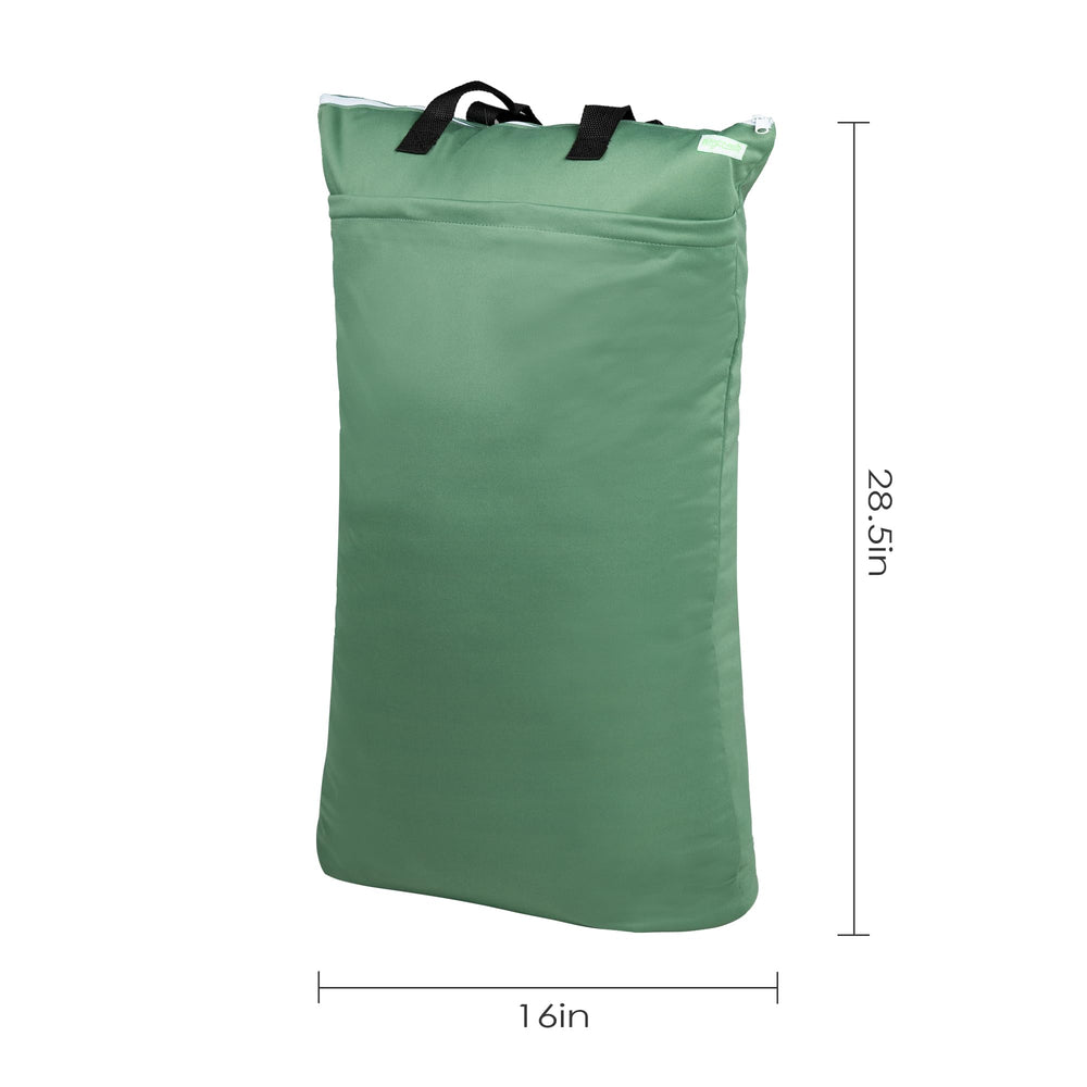 Wegreeco pea-green wet pocket close-up highlights leak-free interior and moisture containment.