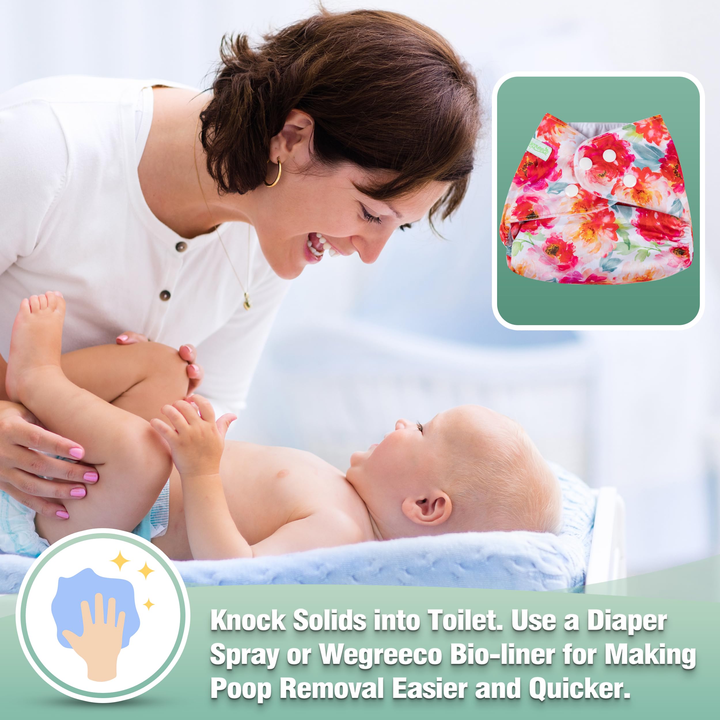Wegreeco reusable-planet-friendly-nappies convey an eco-conscious choice for families.