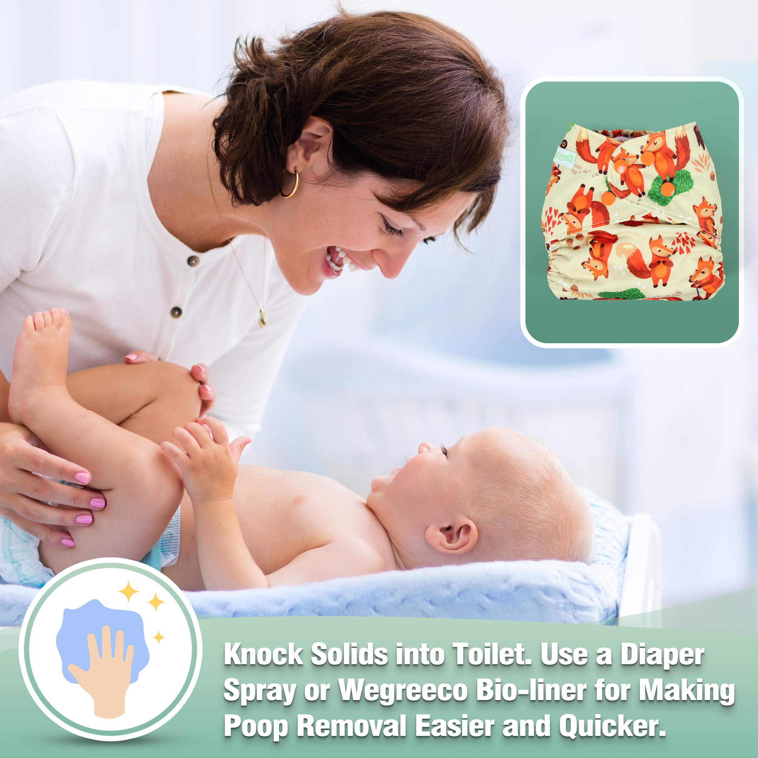 Wegreeco soft exterior breathable PUL keeps baby comfortable.