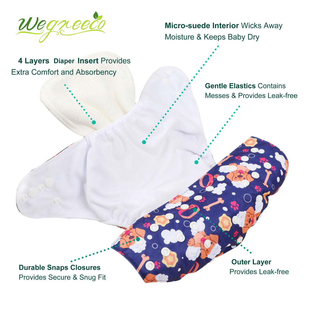 Wegreeco soft PUL fabric highlights breathability and baby comfort.