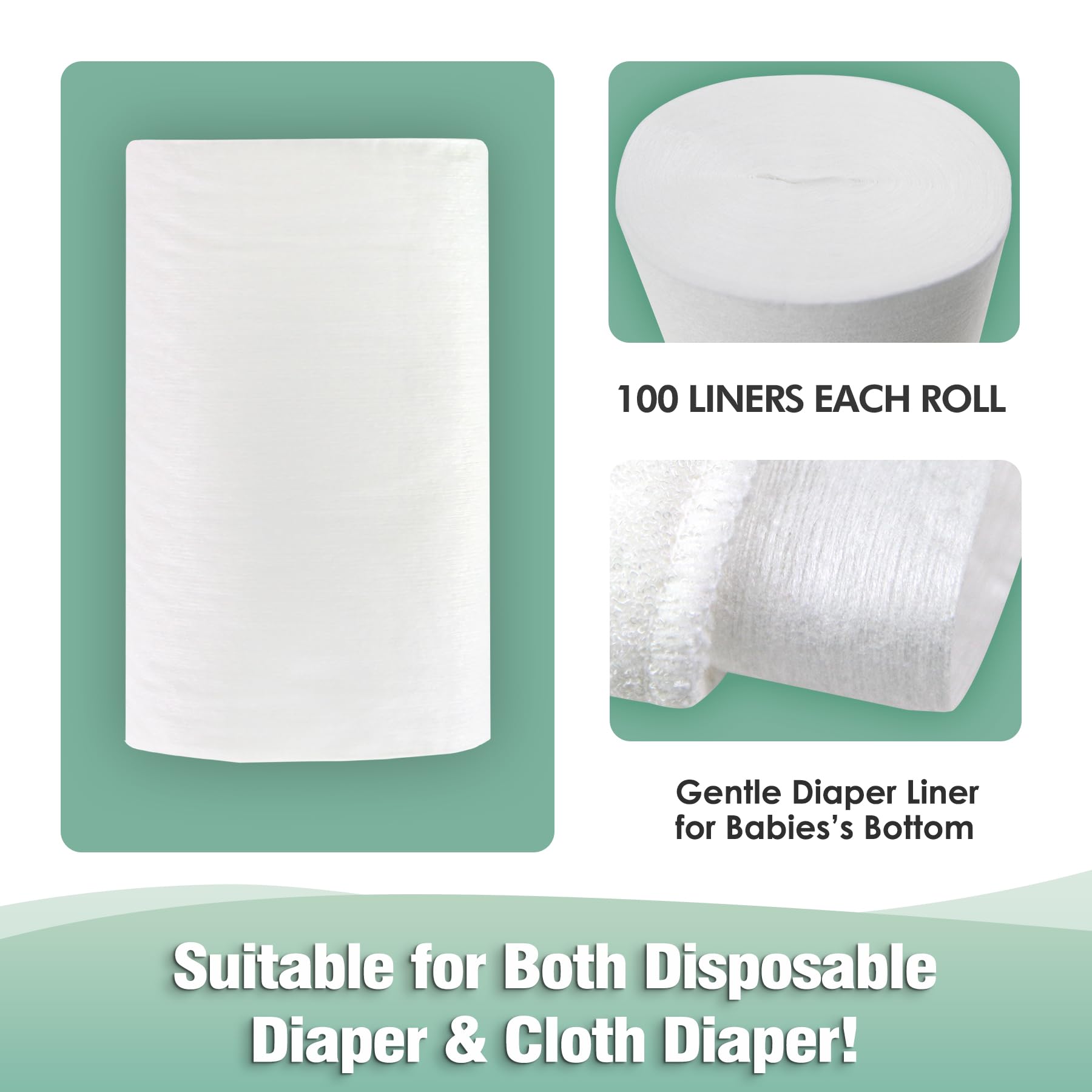 Wegreeco unscented diaper liners easy-tear-off design enables quick disposal.