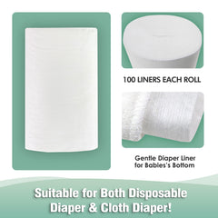 Wegreeco unscented diaper liners easy-tear-off design enables quick disposal.