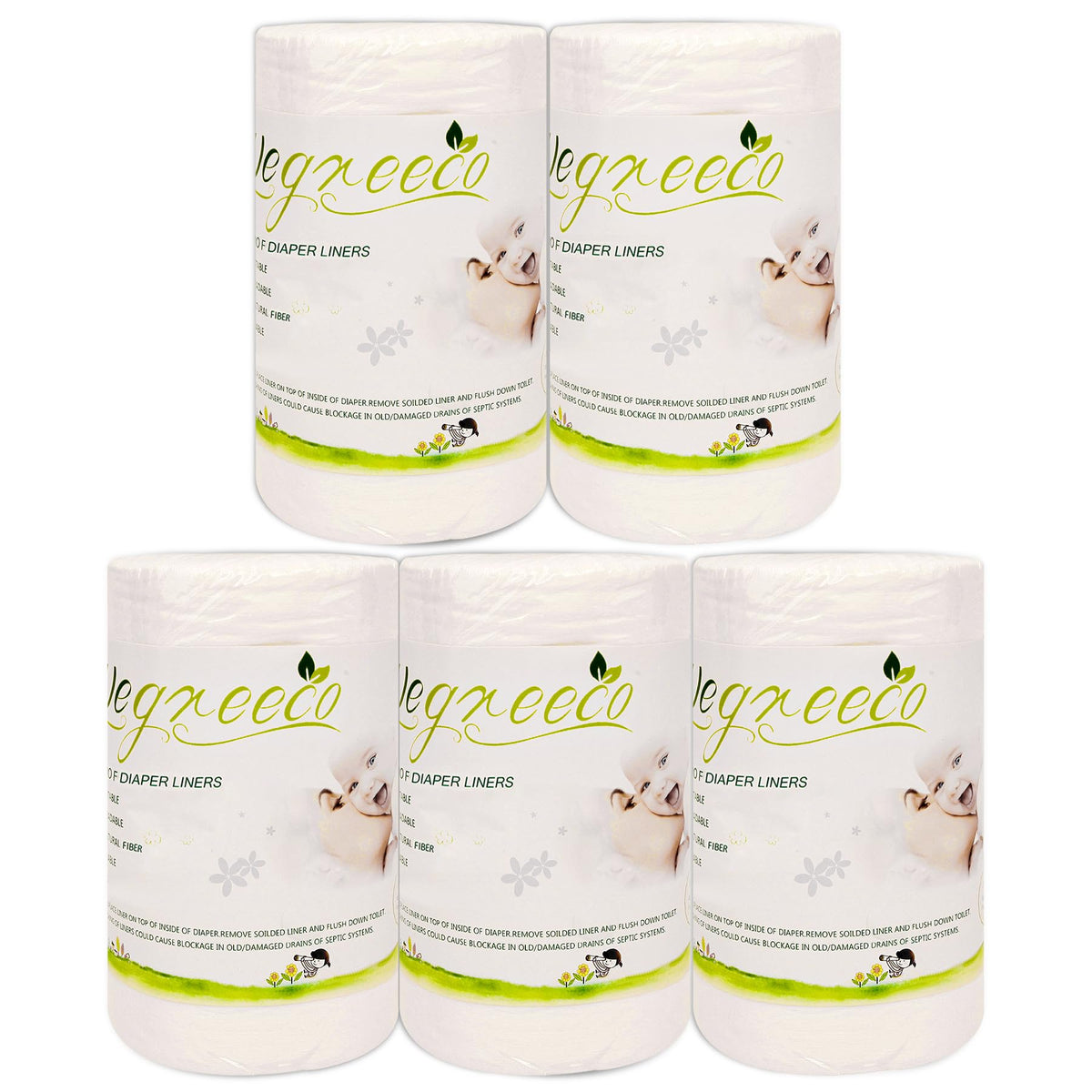 Wegreeco unscented diaper liners pack close-up showing soft, fragrance-free protection for baby skin.
