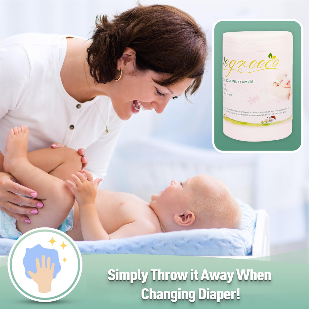 Wegreeco unscented diaper liners ready for trash disposal keeps diapering simple.