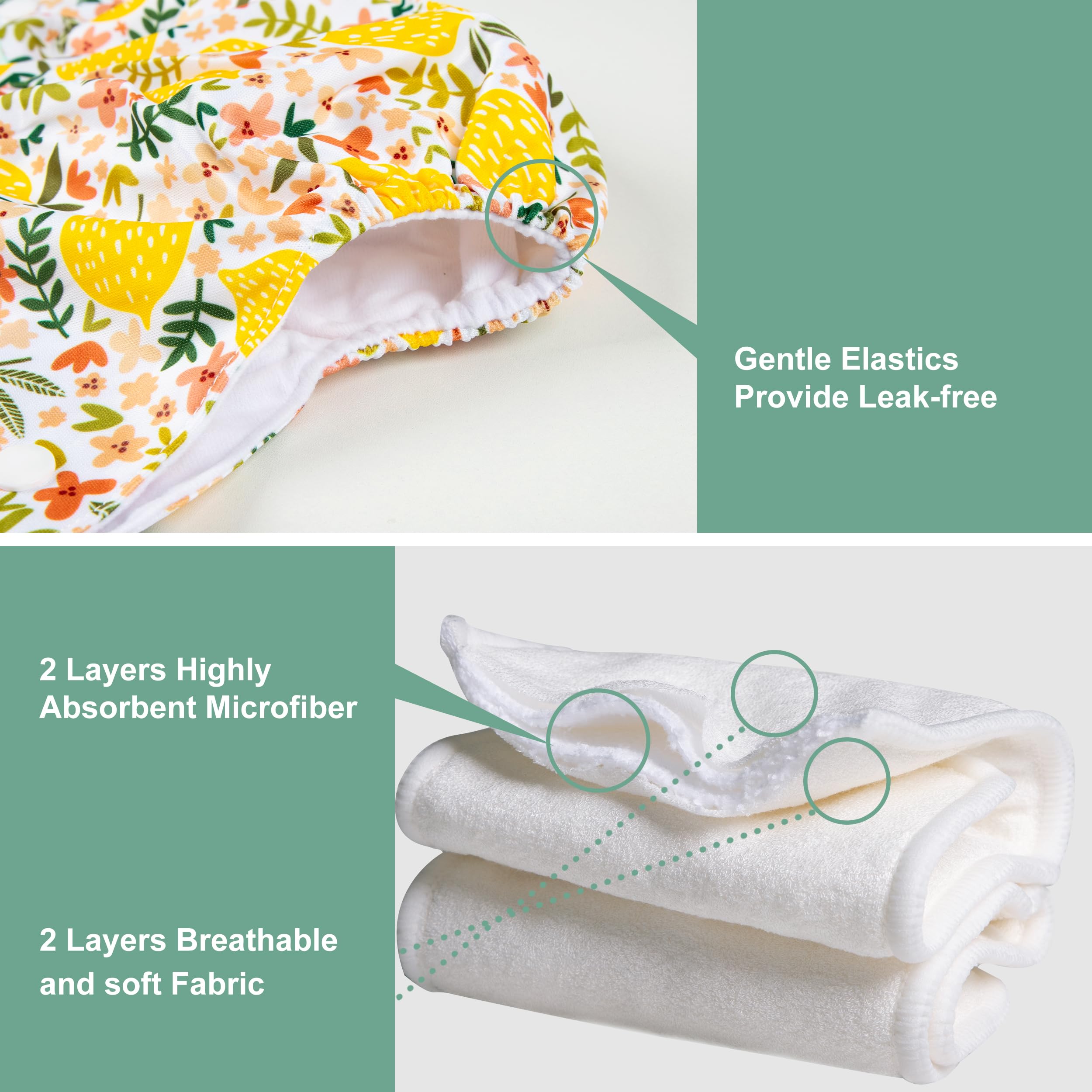Wegreeco vibrant diaper-absorbent-insert demonstrates four-layer soft inserts for gentler protection