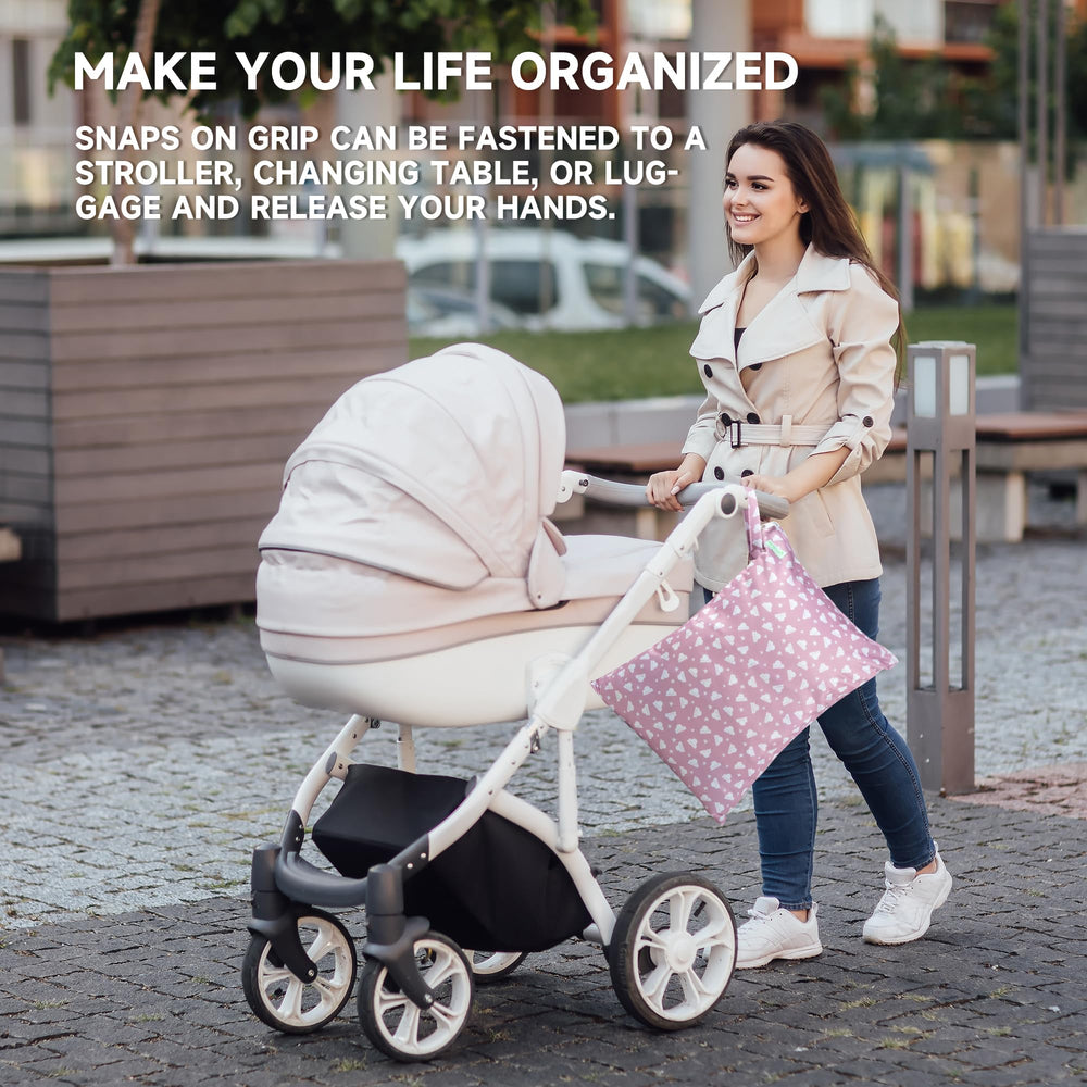 Wegreeco Wet Dry Bag White Clouds, machine-washable for quick cleanup.