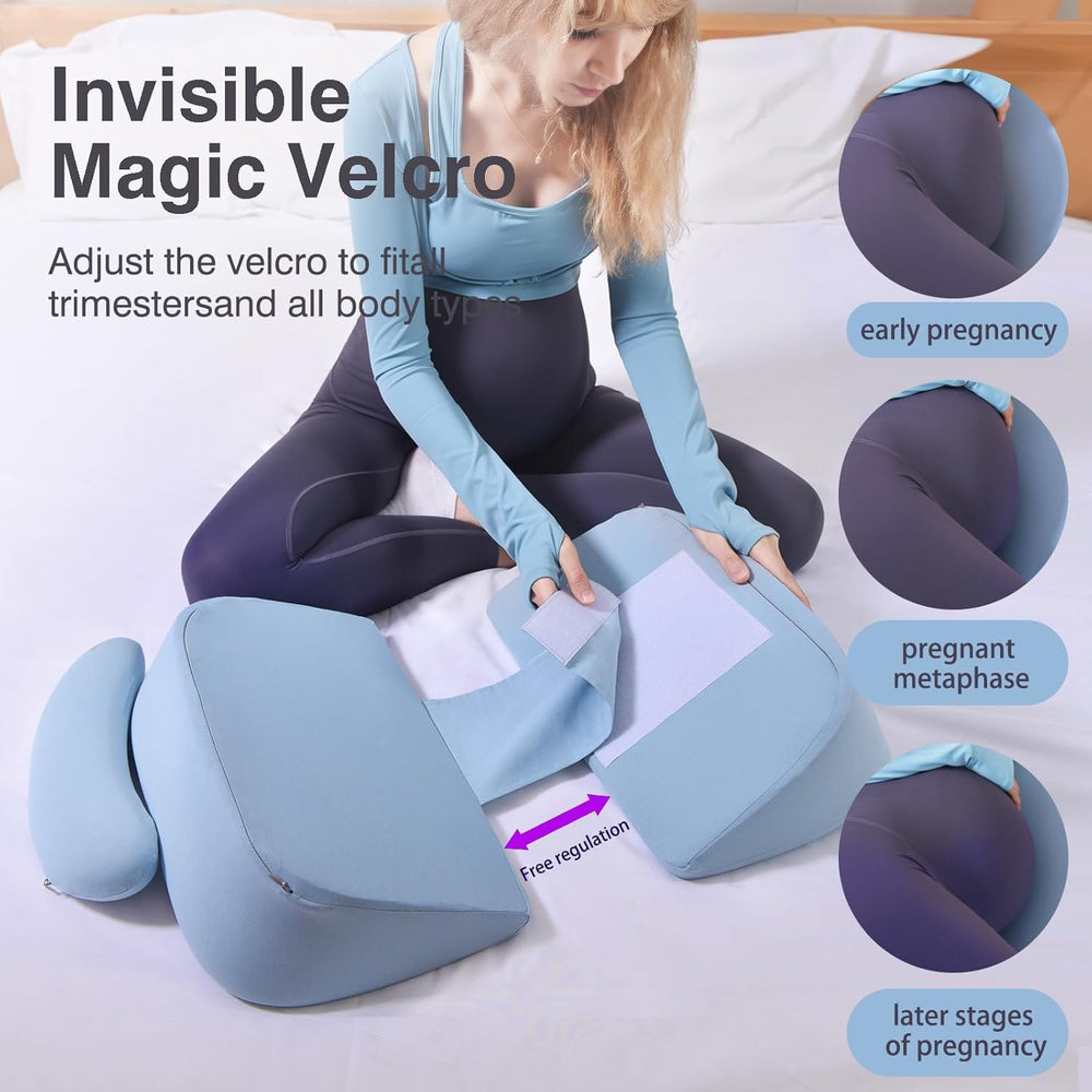 WEIKA pregnancy pillow back-knee-support-blue doubles as knee or back relief during rest