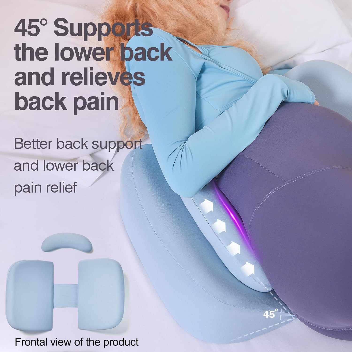WEIKA pregnancy pillow cooling-removable-cover-blue keeps you cool while providing breathable comfort