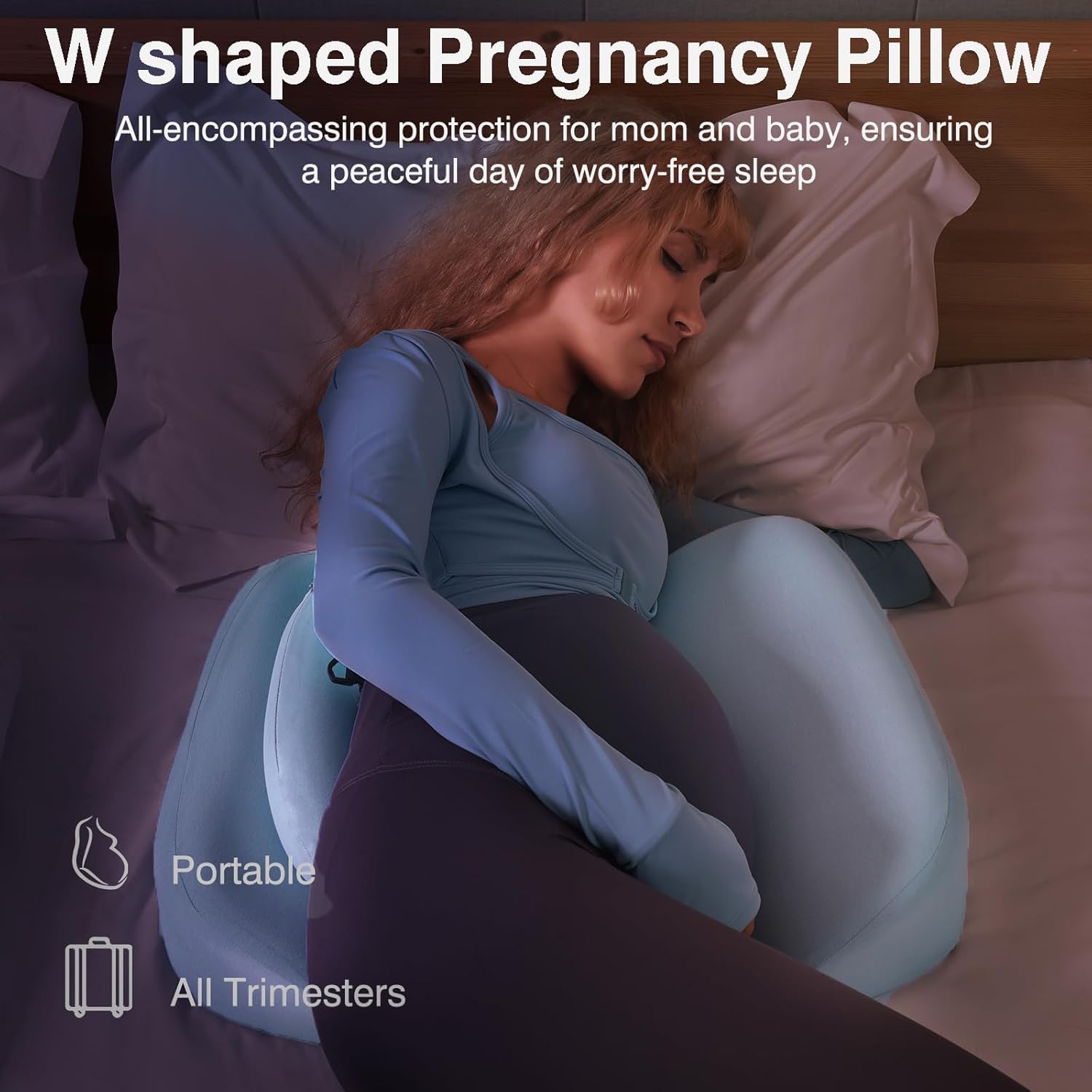 WEIKA pregnancy pillow skin-friendly-cover-blue features gentle breathable fabric and easy maintenance