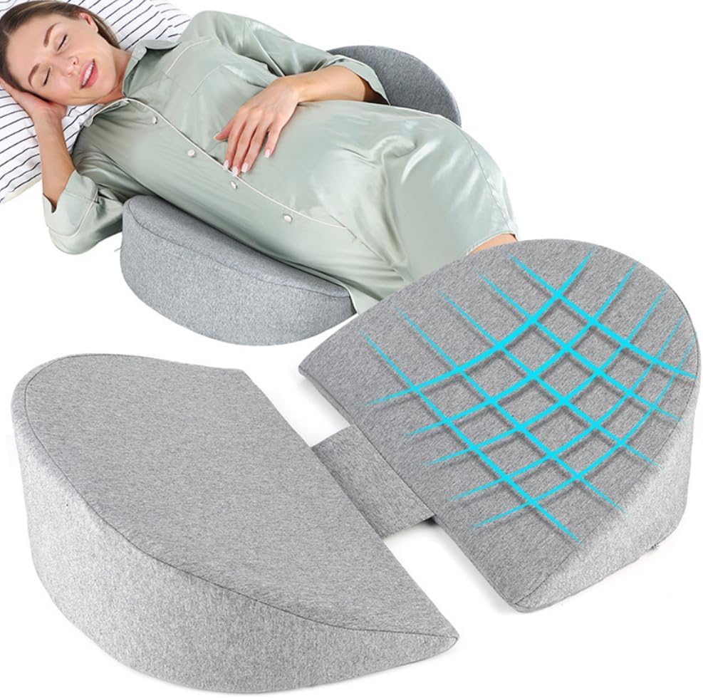 WEIKA pregnancy wedge pillow with 30-degree wedge supports belly for side-sleep comfort