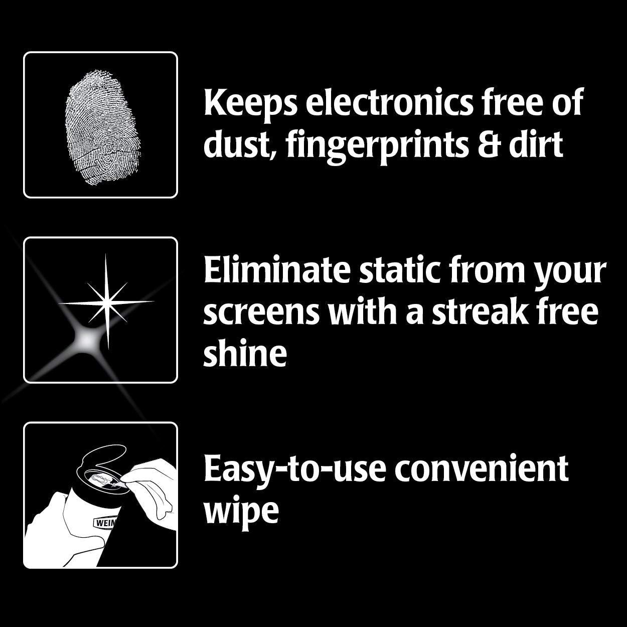 Weiman electronic wipes canister open with wipes exposed for immediate use.