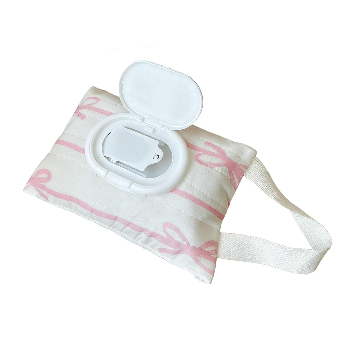 WEIMU baby wipes dispenser with bow pink front view for on-the-go parents