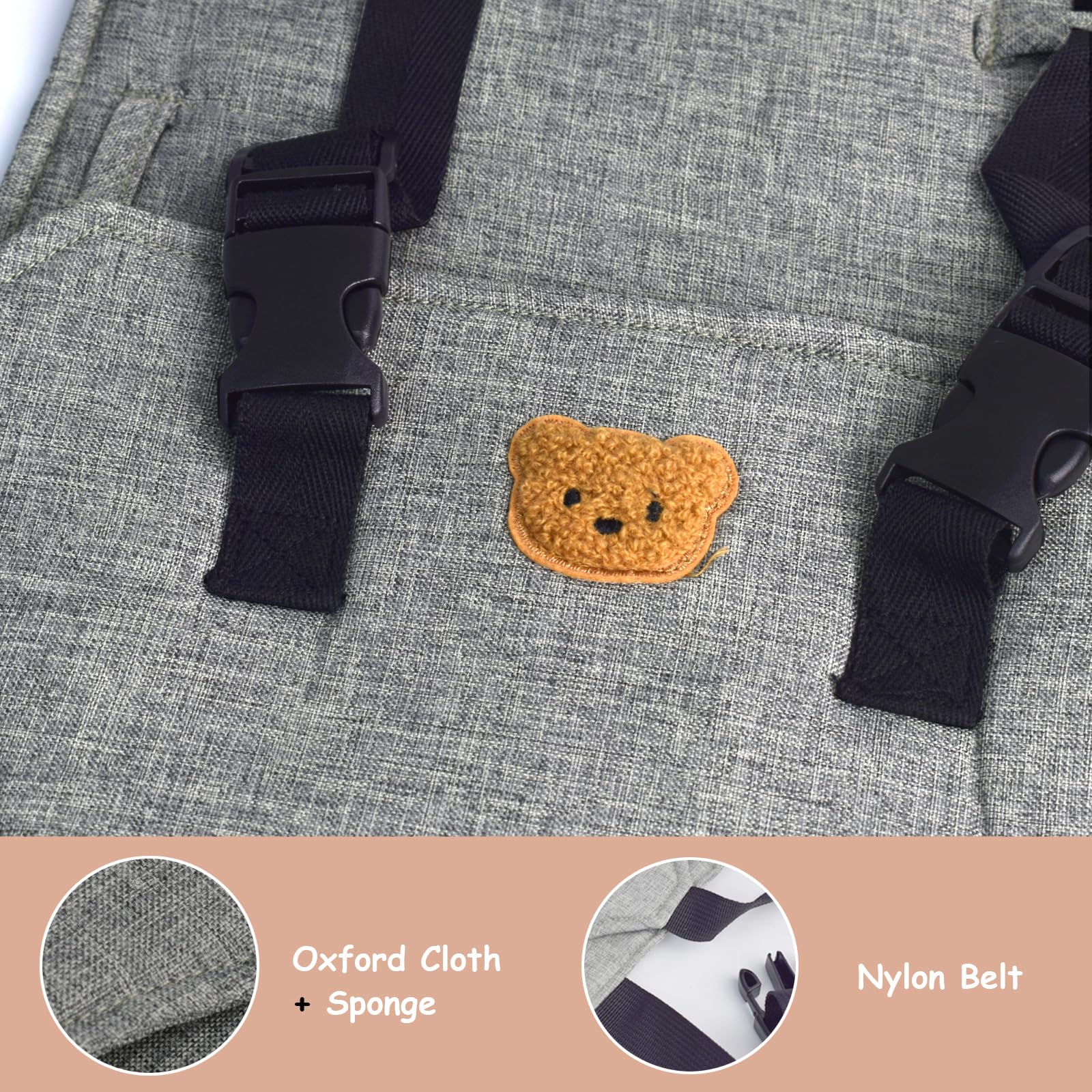 Weishuo foldable high chair harness detail—secure, adjustable straps for growing toddlers
