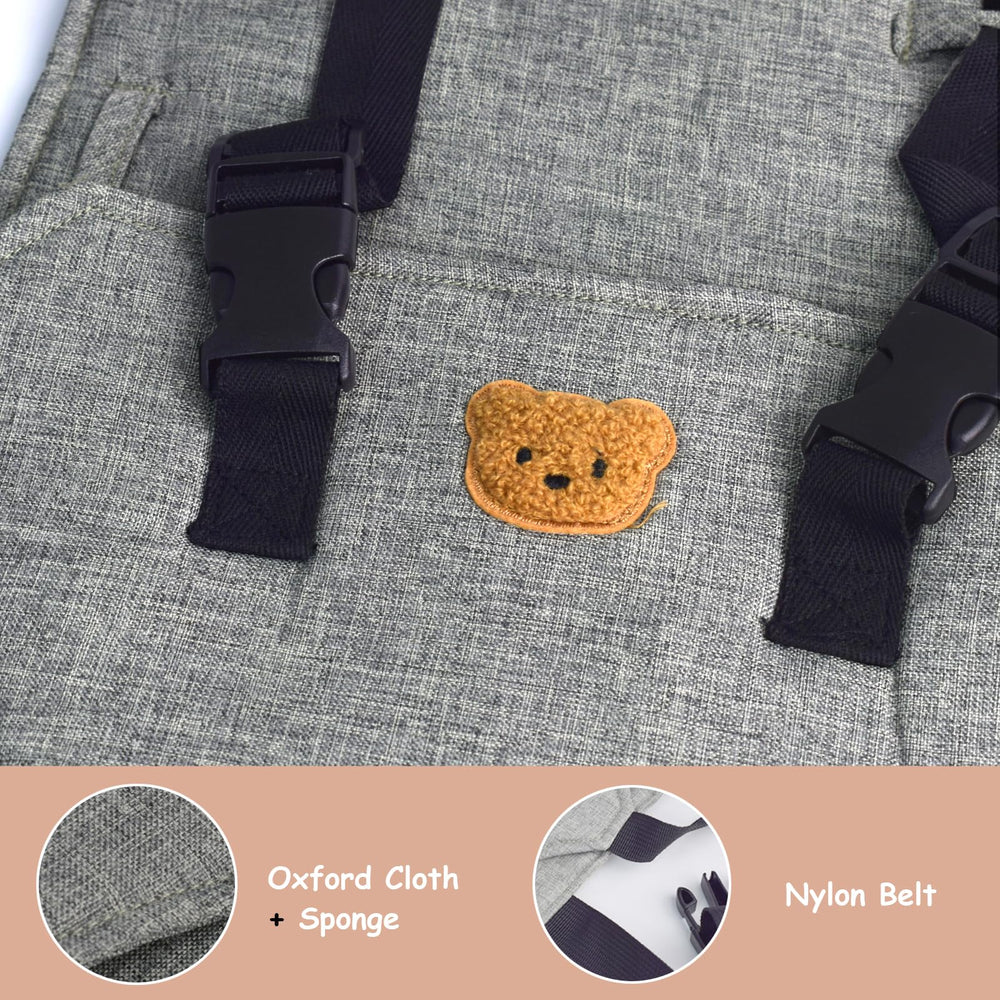 Weishuo foldable high chair harness detail—secure, adjustable straps for growing toddlers