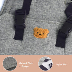 Weishuo foldable high chair harness detail—secure, adjustable straps for growing toddlers