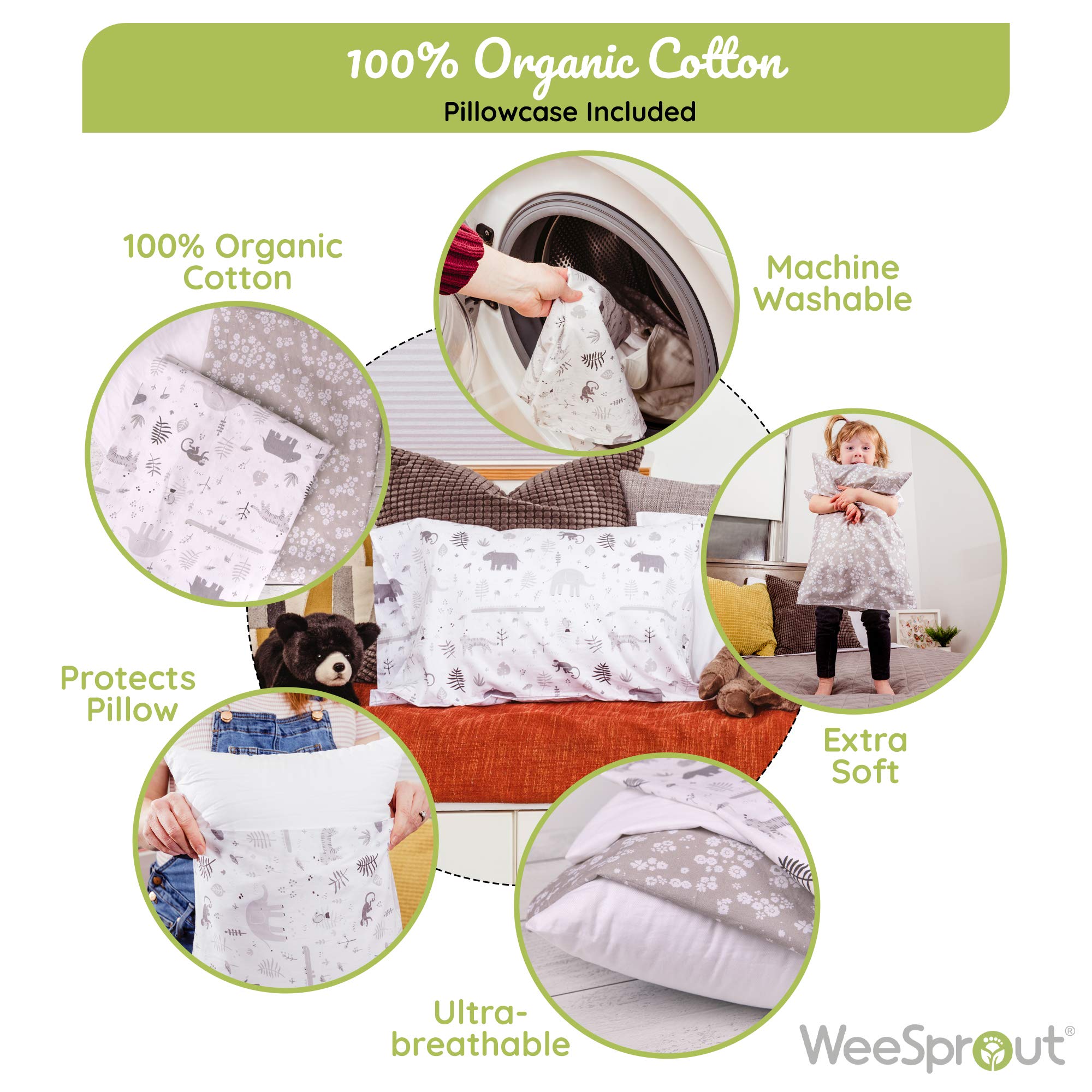 WeeSprout safari design close-up uses kid-friendly colors to spark bedtime imagination.