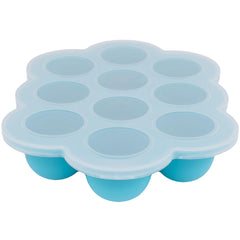 WeeSprout silicone freezer tray with bright blue clip-on lid for convenient baby meals