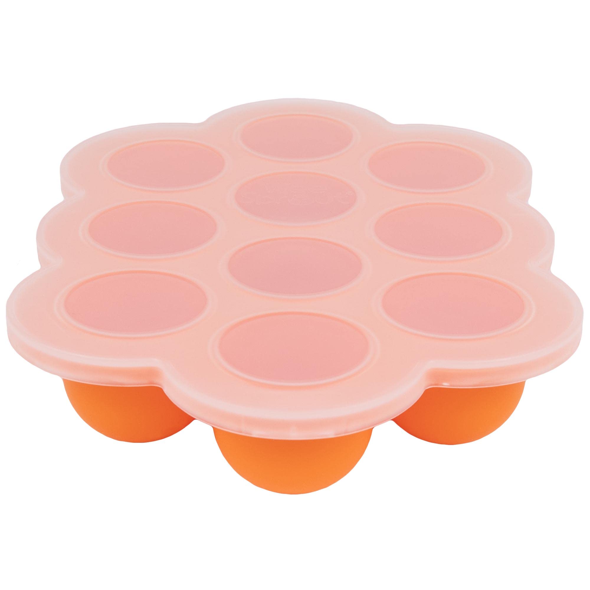 WeeSprout silicone freezer tray lid closeup showing secure clip-on design.