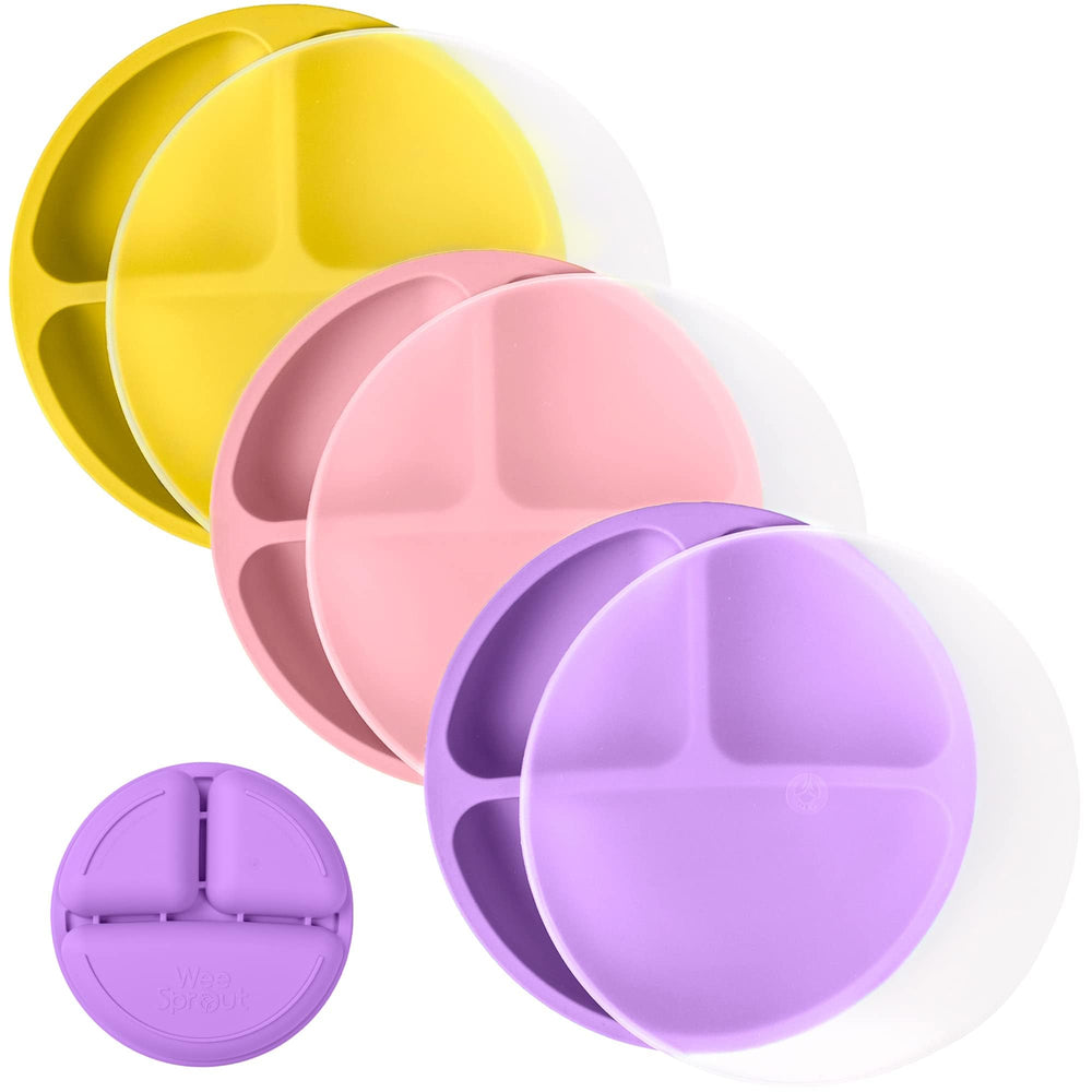 WeeSprout unbreakable silicone plate for toddlers self-feeding