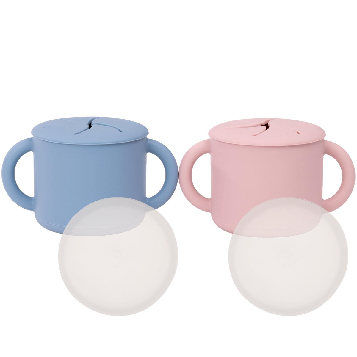 WeeSprout snack cups with two handles provide easy grip for little hands.