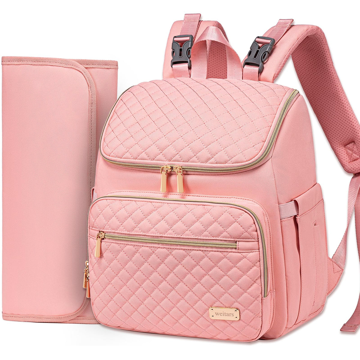 Weitars quilted pink exterior for stylish everyday organization on the go