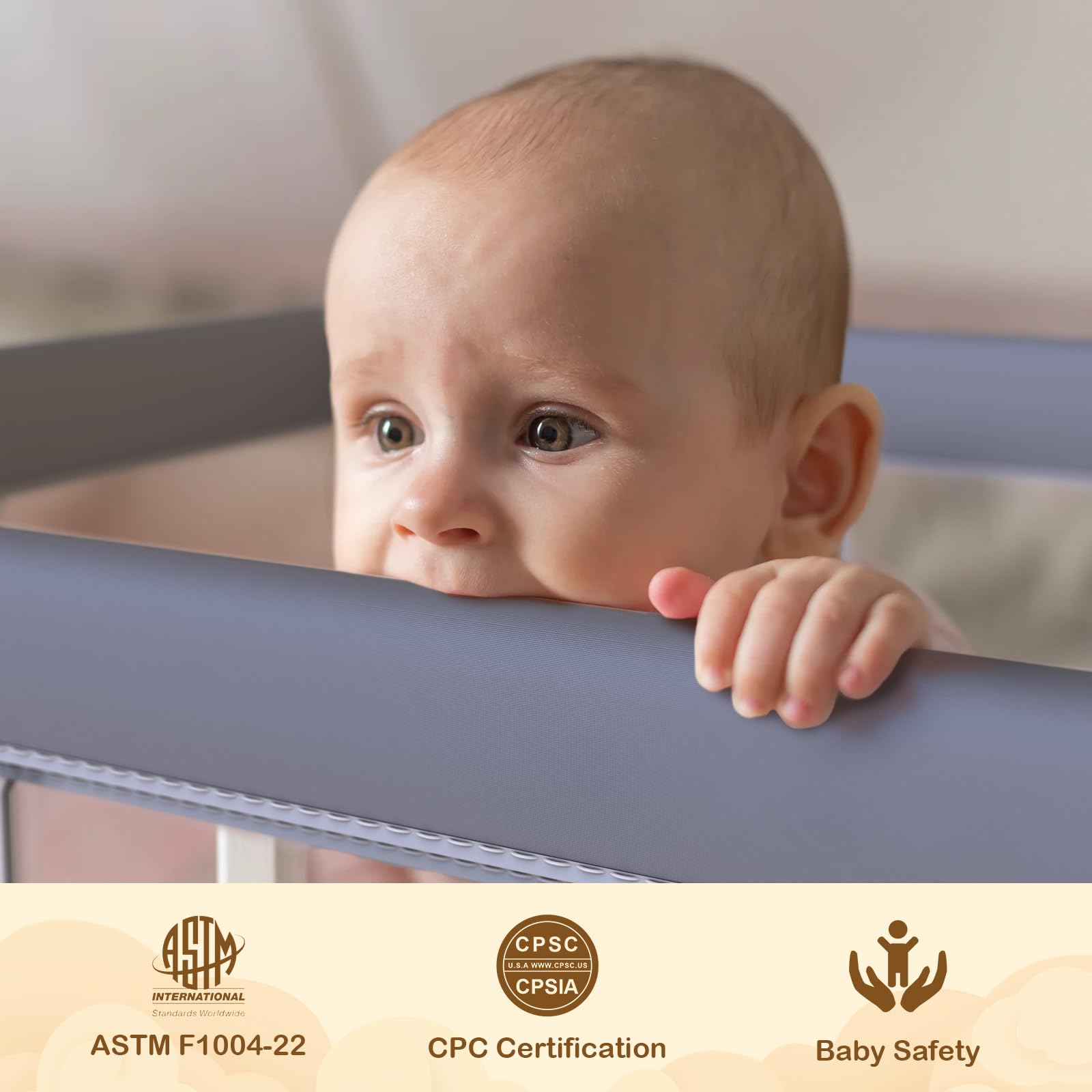 WEKSI foldable playpen mesh visibility — keeps an eye on baby during play.