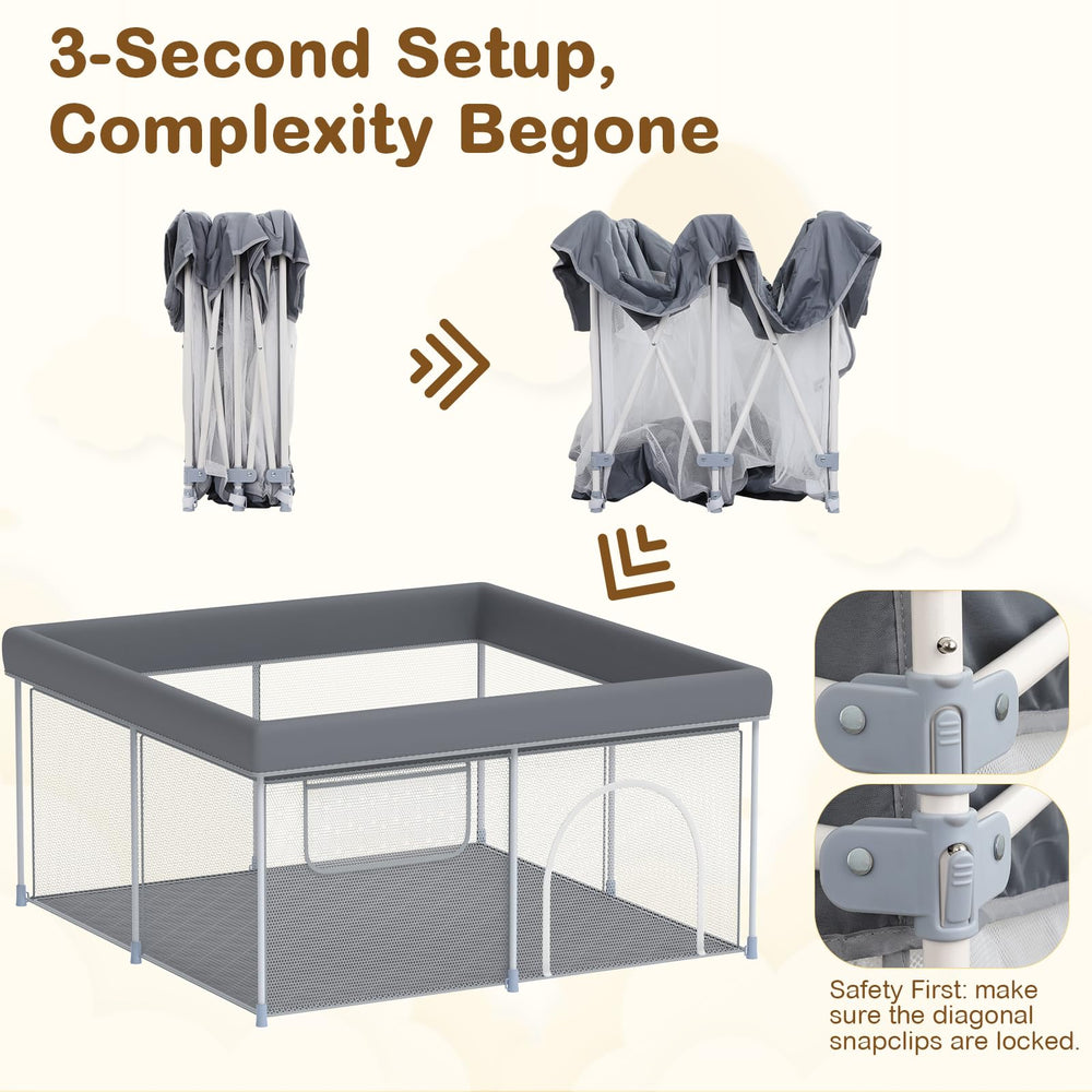 WEKSI foldable playpen outdoors in backyard — versatile space for outdoor play.