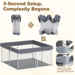 WEKSI foldable playpen outdoors in backyard — versatile space for outdoor play.