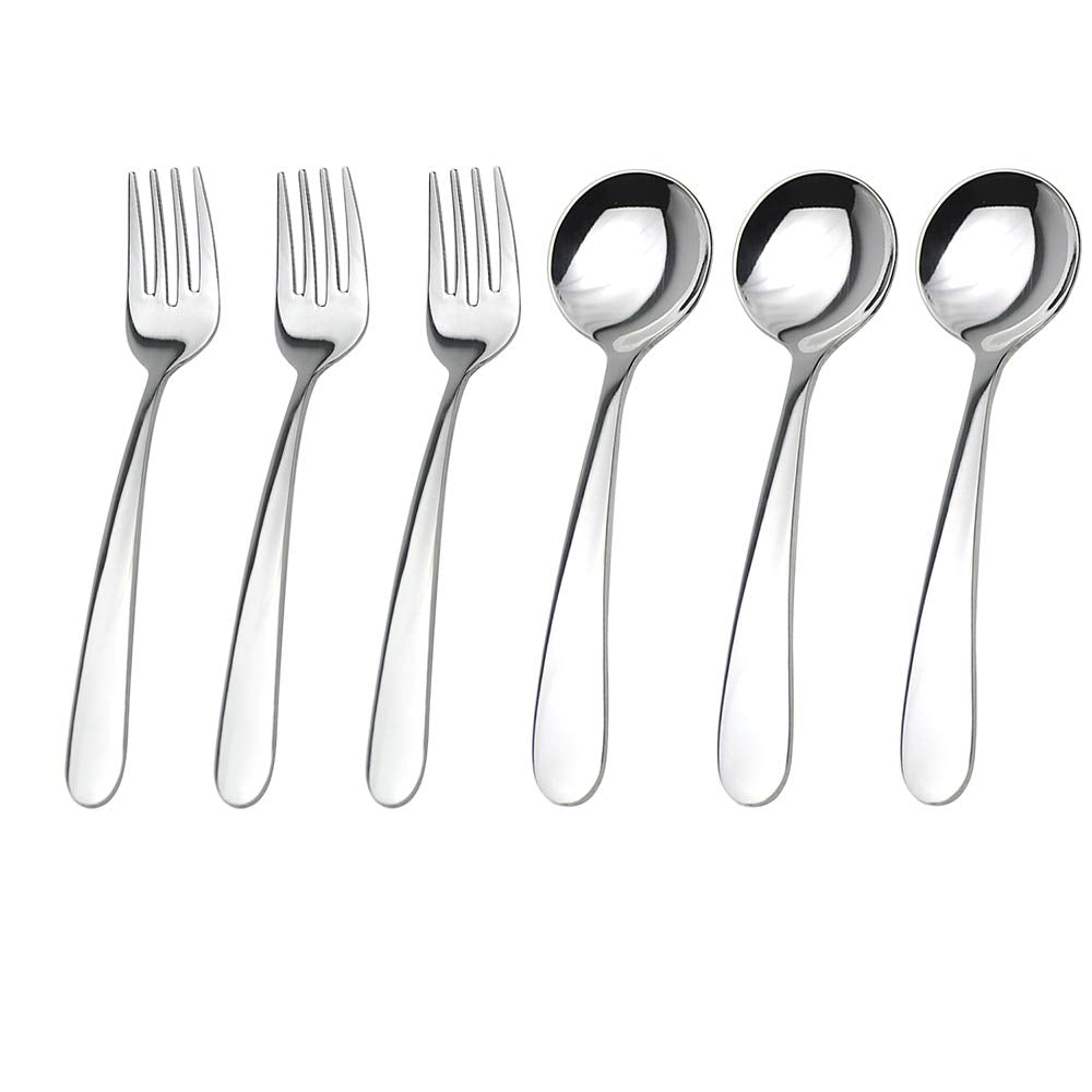 WEKTUNAA stainless steel kids spoon close-up shows smooth edges for safe feeding.
