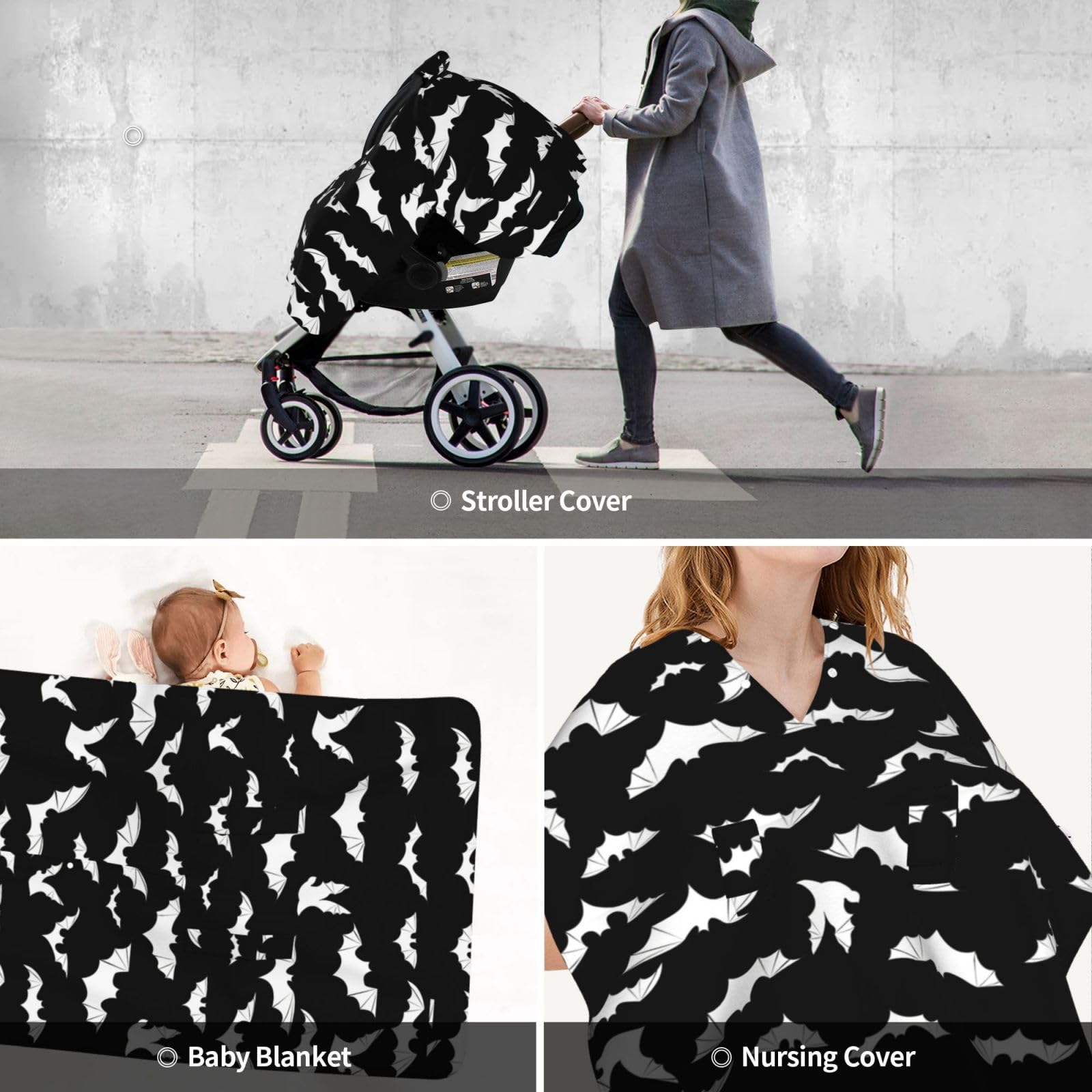 WELBB Halloween Bat nursing cover closeup soft polyester fabric for comfort
