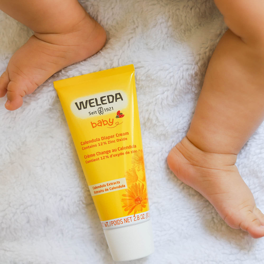 Weleda Baby Calendula Diaper Cream zinc oxide barrier highlights dampness protection